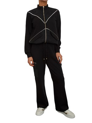 Pantaloni tuta Liu Jo donna in misto cotone nero con tasche lurex in DONNA