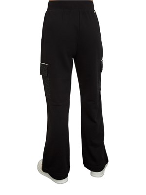 Pantaloni tuta Liu Jo donna in misto cotone nero con tasche lurex in DONNA