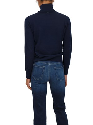 Maglia donna a collo alto Mita Nenette in lana merino blu in DONNA