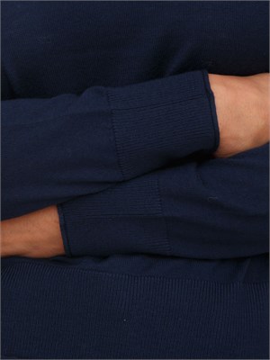 Maglia donna a collo alto Mita Nenette in lana merino blu in DONNA