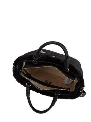 Borsa Shaida Guess Jeans in ecopelliccia nera con fiori gioiello in DONNA