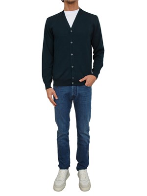 Cardigan uomo Aiace Galassi in lana verde scuro in UOMO