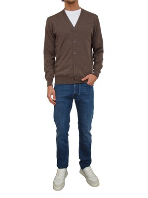 Cardigan uomo Aiace Galassi in lana marrone in UOMO