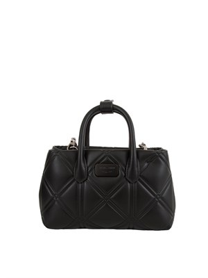 Mini bag Emporio Armani in ecopelle nera motivo matelassÉ in DONNA