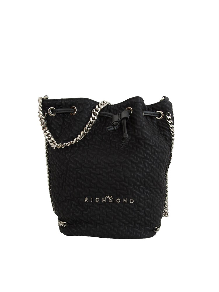 Borsa a secchiello John Richmond in ecopelle nera