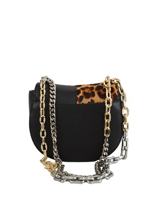 Borsa John Richmond in pelle nera e cavallino leopard in DONNA