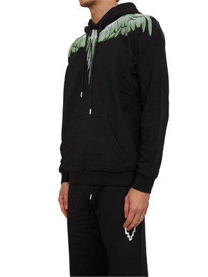 Felpa con cappuccio County of Milan nera con stampa aquila verde in UOMO