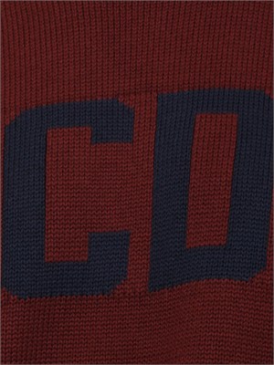 Maglia uomo GCDS in misto lana bordeaux e logo in UOMO
