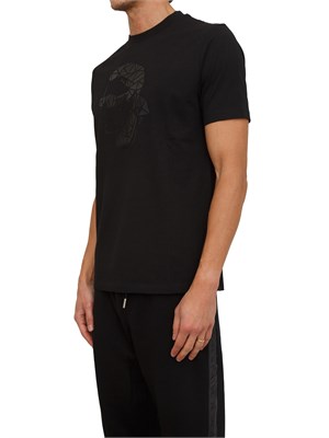 K.LAGERFELD T-shirt uomo Karl Lagerfeld nera con applicazione volto in UOMO