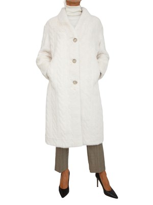 Cappotto doubleface Margarete Kocca in tessuto bianco a trecce in DONNA
