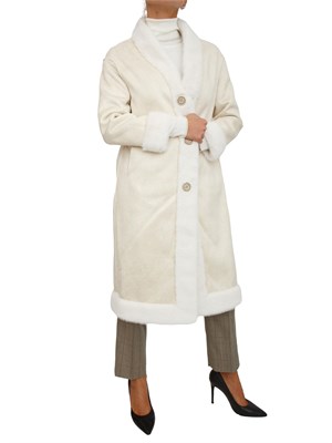 Cappotto doubleface Margarete Kocca in tessuto bianco a trecce in DONNA