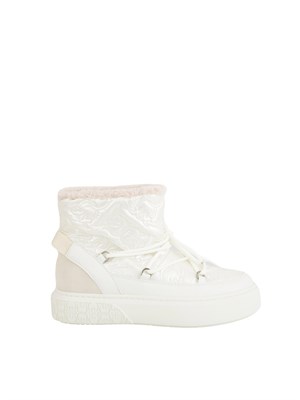 Stivali Yoko 19 Pinko in tessuto spalmato effetto pelle bianco in DONNA