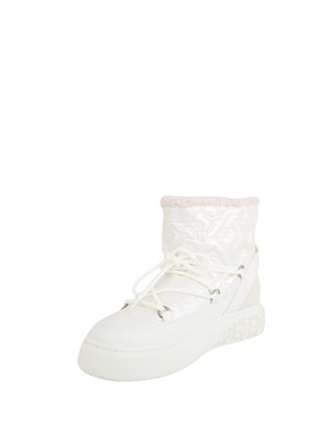 Stivali Yoko 19 Pinko in tessuto spalmato effetto pelle bianco in DONNA