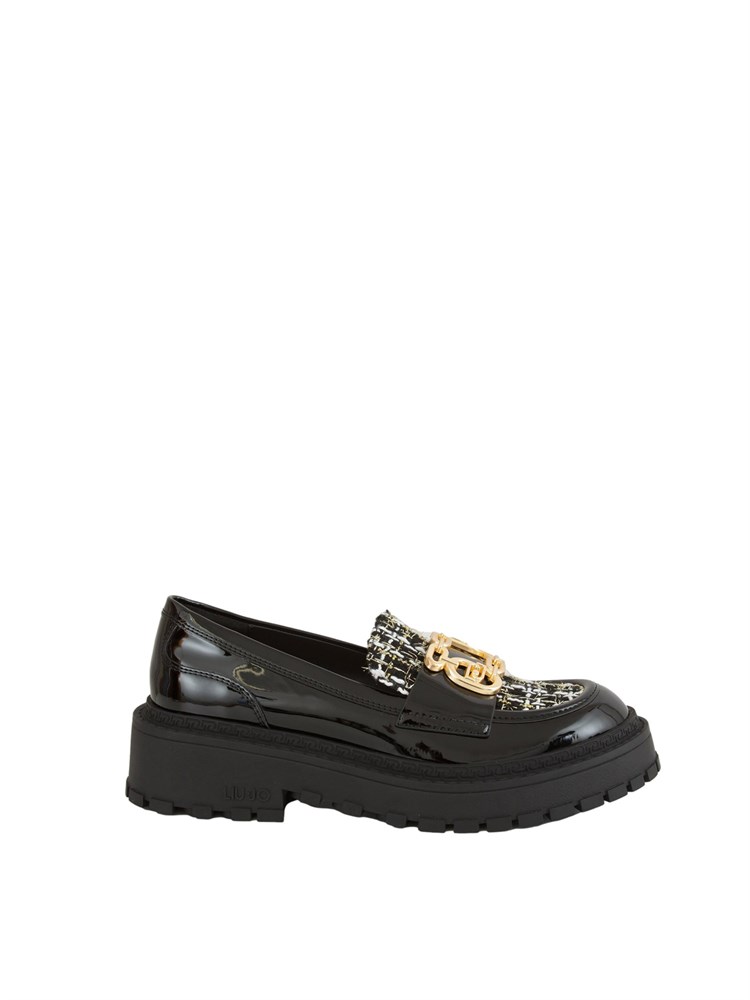 Mocassini Liu Jo donna Rumi 34 in vernice nera con inserto bouclÉ