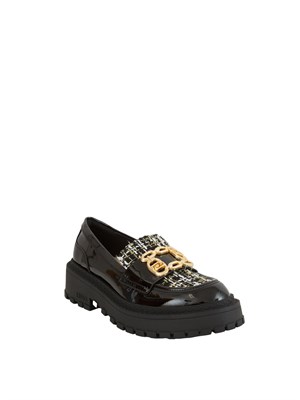 Mocassini Liu Jo donna Rumi 34 in vernice nera con inserto bouclÉ in DONNA