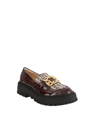 Mocassini Liu Jo donna Rumi 34 in vernice viola con inserto bouclÉ in DONNA