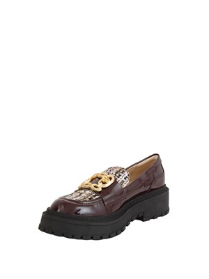 Mocassini Liu Jo donna Rumi 34 in vernice viola con inserto bouclÉ in DONNA