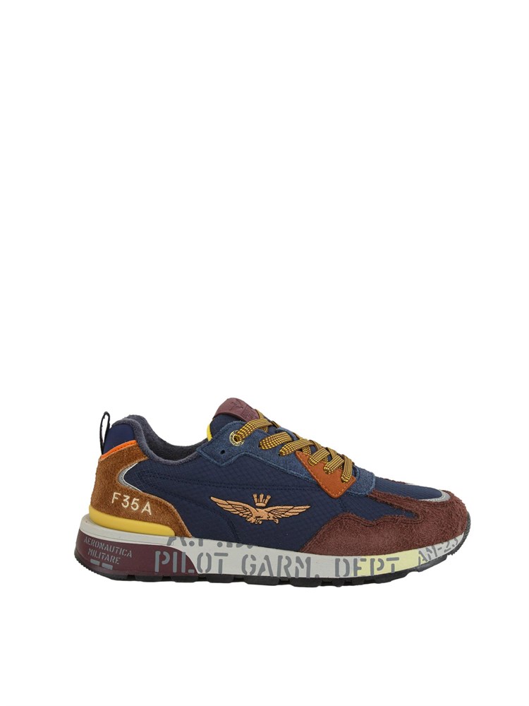 Sneaker uomo Aeronautica Militare in ecopelle blu
