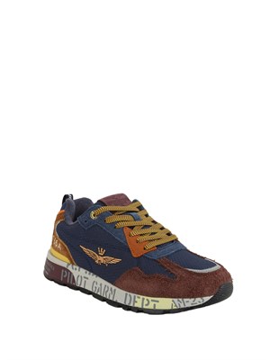 Sneaker uomo Aeronautica Militare in ecopelle blu in UOMO