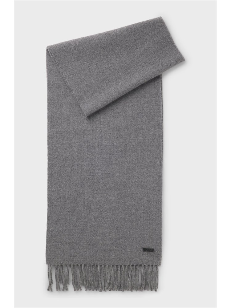 Sciarpa Boss uomo in calda lana grigia