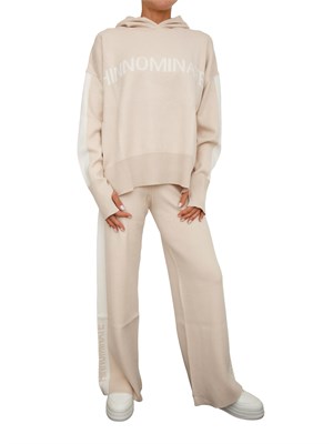 Pantaloni palazzo Hinnominate in misto viscosa beige e bianco in DONNA