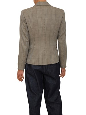 Giacca doppiopetto Ilyassa Kocca in misto viscosa tartan beige in DONNA