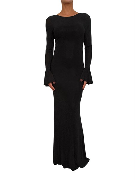 abito lungo twentyfourhaitch nero con strass a001652a