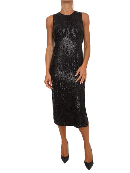 abito marella smanicato in maglia boucle nera con paillettes addetto