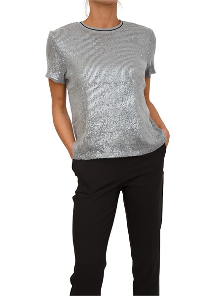 blusa donna fracomina in tessuto grigio e paillettes fs25wt1001w53601