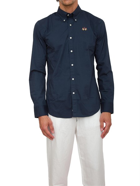 camicia manica lunga uomo la martina blu ccmc02pp003