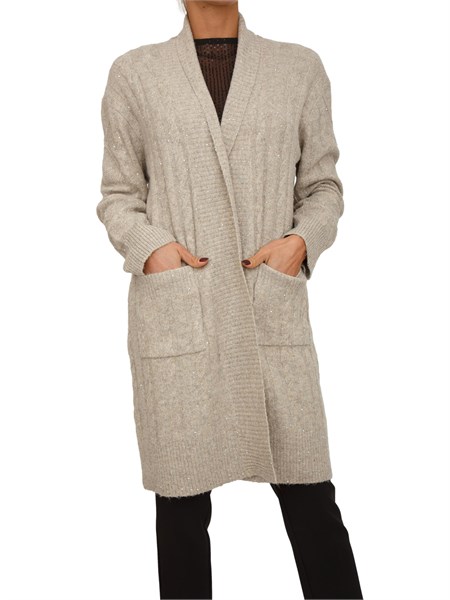 cardigan donna fracomina in tessuto beige lavorato fj25wt8003k474n6