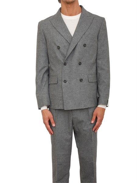 giacca doppiopetto paolo pecora in fresco lana grigia melange l0513088