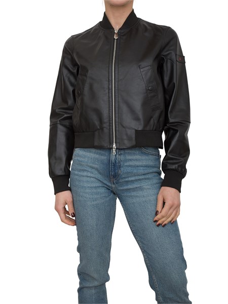bomber peuterey in nappa tinta con dettagli in maglia nero ped5292choisyaleather01