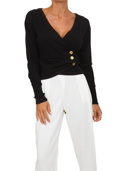 maglia elisabetta franchi in misto cachemire nero con bottoni gioiello mk32s57e2