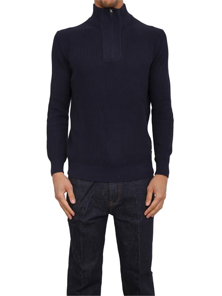 maglia guess jeans uomo in viscosa blu a coste con mezza zip m5yr04z3fb1