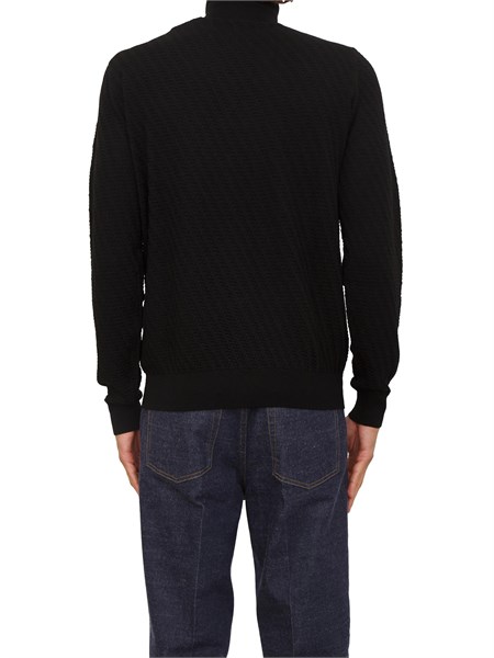 maglia lupetto paolo pecora in lana nera con lavorazione wave a034f009