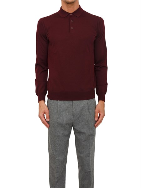maglia polo paolo pecora in lana merino bordeaux a060f001