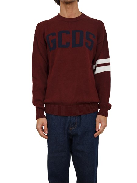 maglia uomo gcds in misto lana bordeaux e logo b2xm1506i5
