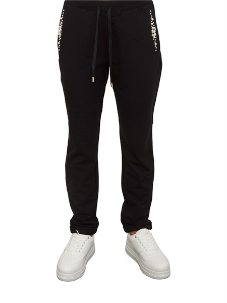 pantalone tuta liu jo donna n viscosa nera con perle tf5155fs576