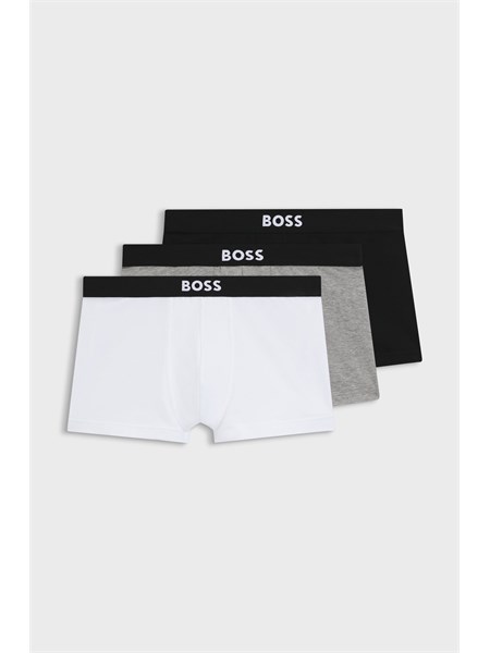 set 3 boxer bianco grigio nero boss uomo in cotone elasticizzato trunk3p50544263