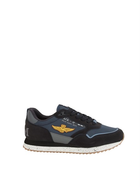 sneakers uomo aeronautica militare in tessuto tecnico blu con inserti suede 252sc0288uct03545