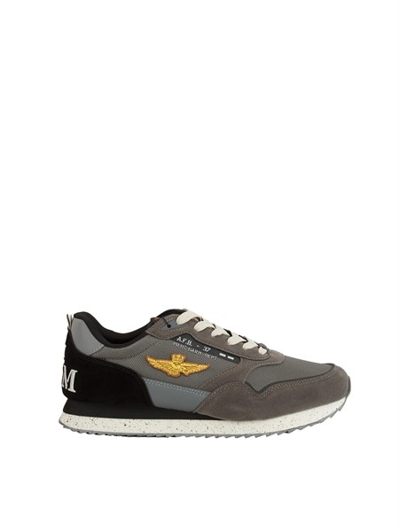 sneakers uomo aeronautica militare in tessuto tecnico grigio e inserti suede 252sc0288uct03545