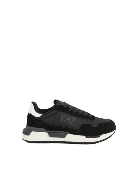 sneakers uomo ea7 emporio armani in tessuto tenico nero con inserti in pelle 7x000380af19175