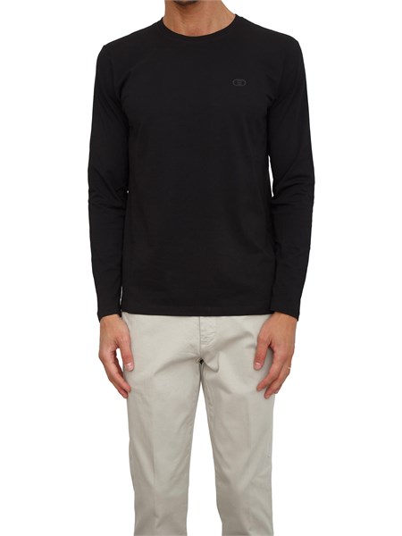 t shirt girocollo liu jo in misto cotone nero qxx079j4997