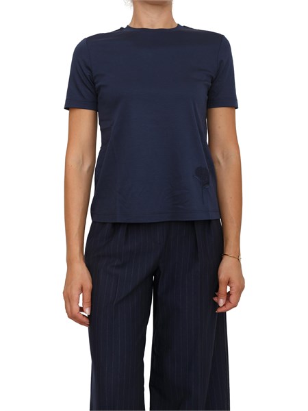t shirt max mara mm in jersey di cotone blu con ricamo fiore comodo