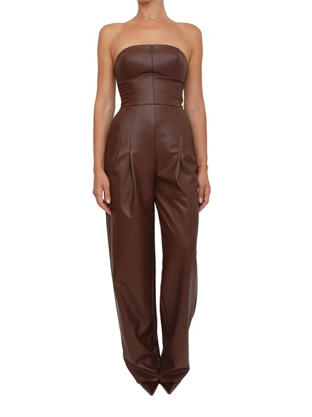 tuta bustier elisabetta franchi con texture nappata marrone tu06858e2