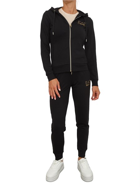tuta donna felpapantalone ea7 emporio armani in misto viscosa stretch nera 8ntv51tj9rz